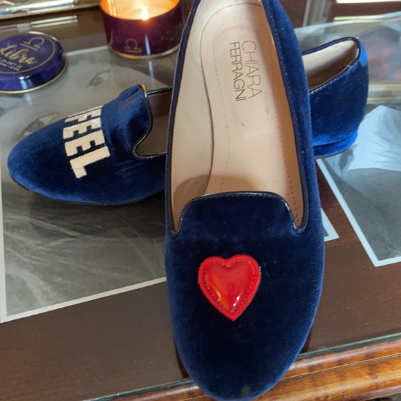 Chiara FERRAGNI blue velvet Designer shoe. - Picture 4 of 8